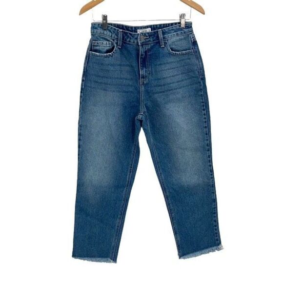 Cello Womens‎ High Rise Raw Frayed Hem Cropped Denim Jeans Medium Wash Size 5 - Picture 1 of 10